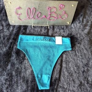 NWT Colsie Teal/Black Thong Panty S